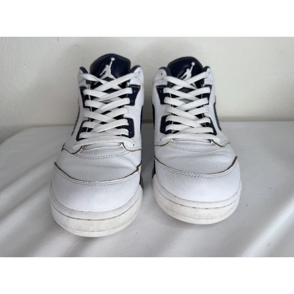 Air Jordan 5 Retro Low Dunk From Above Sneakers Mens Size 10 White Gold Navy